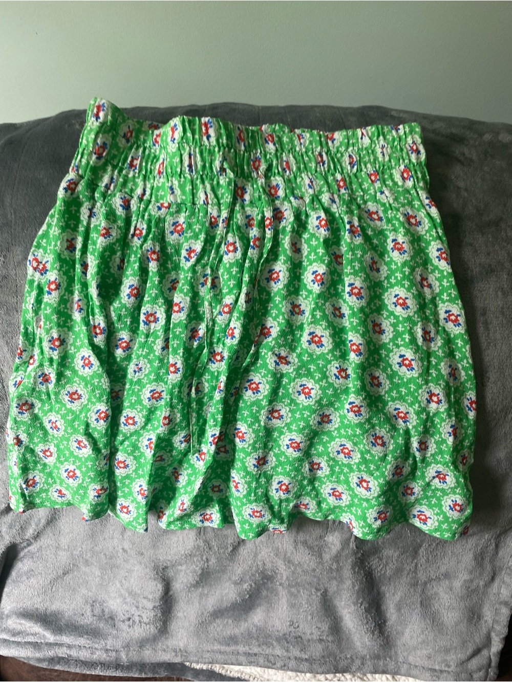 Stella McCartney Kids Green Floral Elastic-Waist Cotton Skirt Sz 10